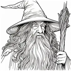 Čaroděj Gandalf z Pána prstenů s kouzelnickou hůlkou