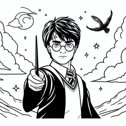 Omalovánky Harry Potter s kouzelnickou hůlkou